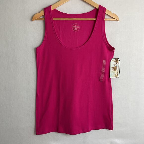 Paradise Shores Basic Ribbed Beach Sides Tank Pink Large NWT - Picture 2 of 11